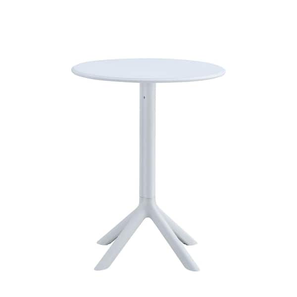 Unbranded White 3-Piece Plastic Outdoor Bistro Set with Arm Chair and Table for Deck, Garden, Backyard