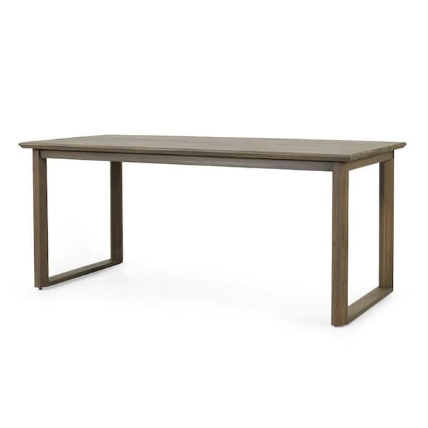 Noble House Aggie Gray Rectangular Wood Outdoor Patio Dining Table