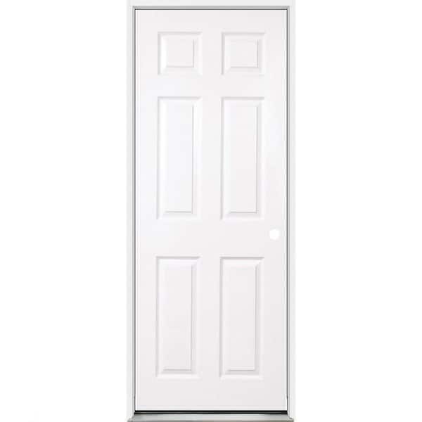 32 in. x 96 in. 6Panel LHIS Primed Composite 20-Min Fire-Rated House-to-Garage Single Prehung Interior Door w/Nkl Hinge
