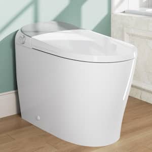 Tankless Elongated Smart Toilet Bidet in White with Hands-Free Open/Close, Heated Seat, Warm Air Dryer, Bubble Wash