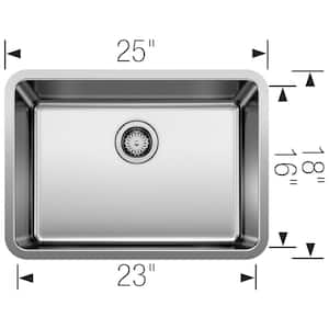 FORMERA Satin Polished Stainless Steel 25 in. Single Bowl Undermount Kitchen Sink