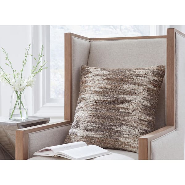Nealton Brown/White Abstract Polyester 22 in. X 22 in. Throw Pillow (Set of 4)