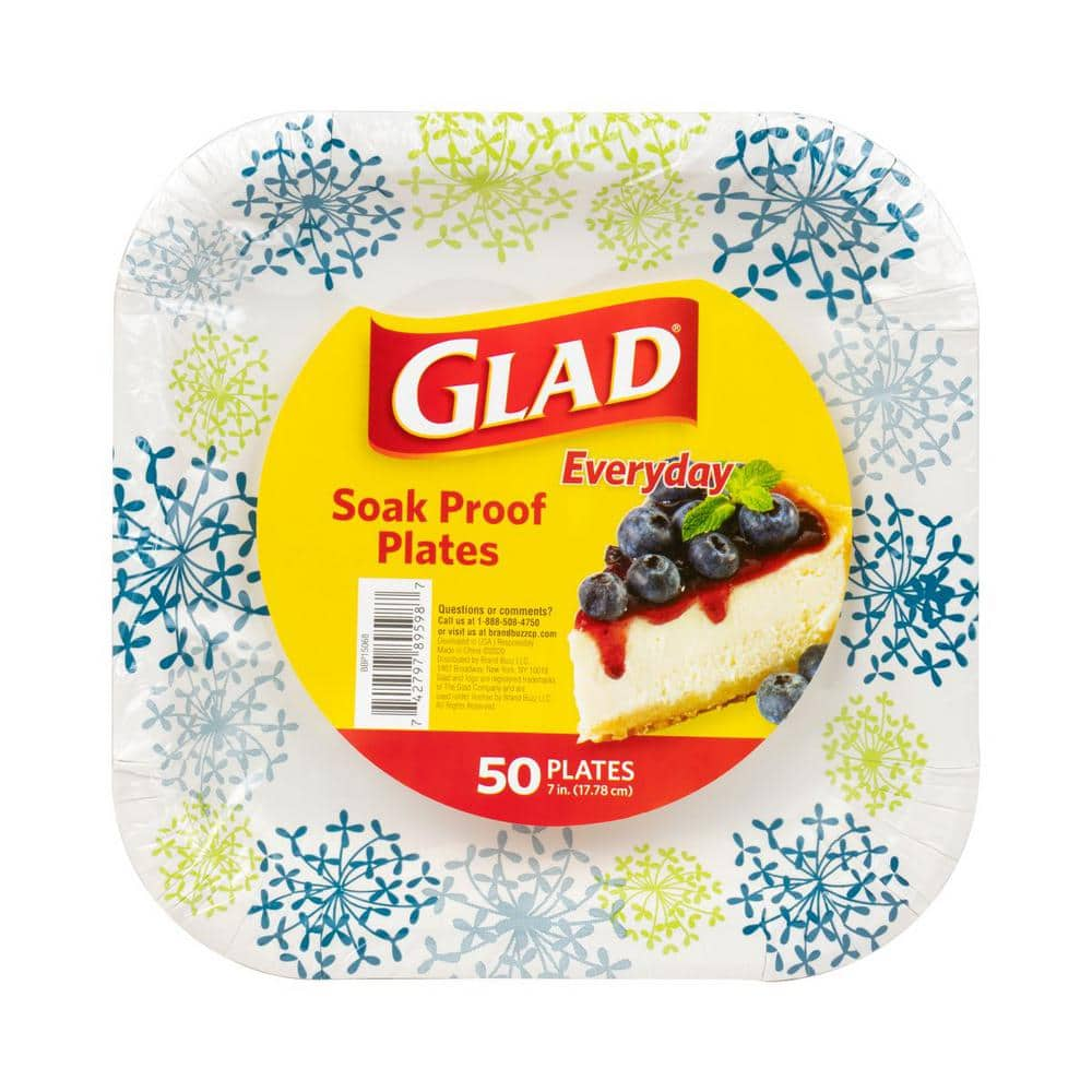 Glad Paper Plates, 8.5, Pink Flower, 50 Ct 