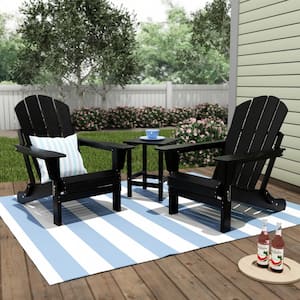 Luna Outdoor Poly Adirondack Chair Set with Side Table in Orange (3-Piece)