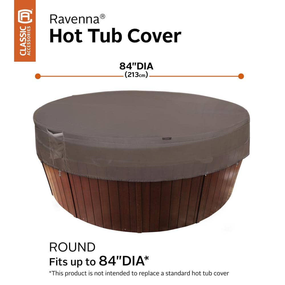 Ravenna Dark Taupe Water-Resistant Round Hot Tub Cover, 84 Inch