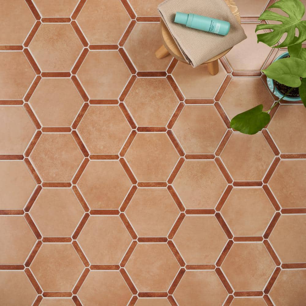 Samara Terracotta Hexagon Matte Porcelain Tile Set