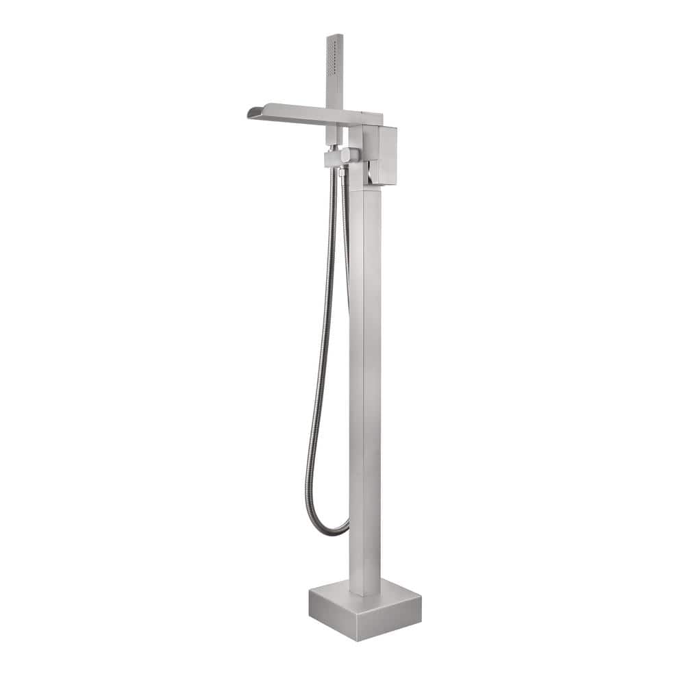 Single-Handle Waterfall Spout Claw Foot Freestanding Tub Faucet with Hand Shower in Brushed Nickel price history on PriceWatchPro