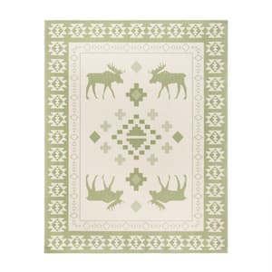 Paseo Yoder Sand and Palm 8 ft. x 10 ft. Moose Animal Print Indoor/Outdoor Area Rug