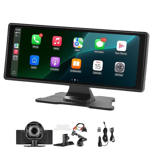 Wireless Car Stereo, 10-in. HD Portable Screen with CarPlay, Android Auto, Backup Cameras, Voice Control, Bluetooth