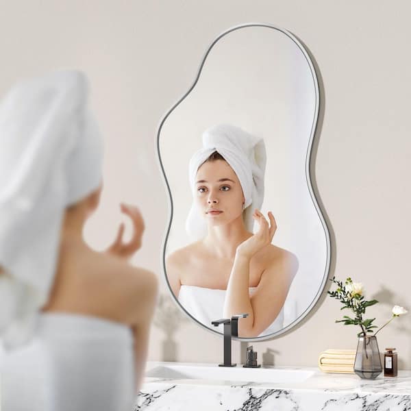 Vosuja 24 in. W x 35 in. H Silver Irregular Wall Mirror
