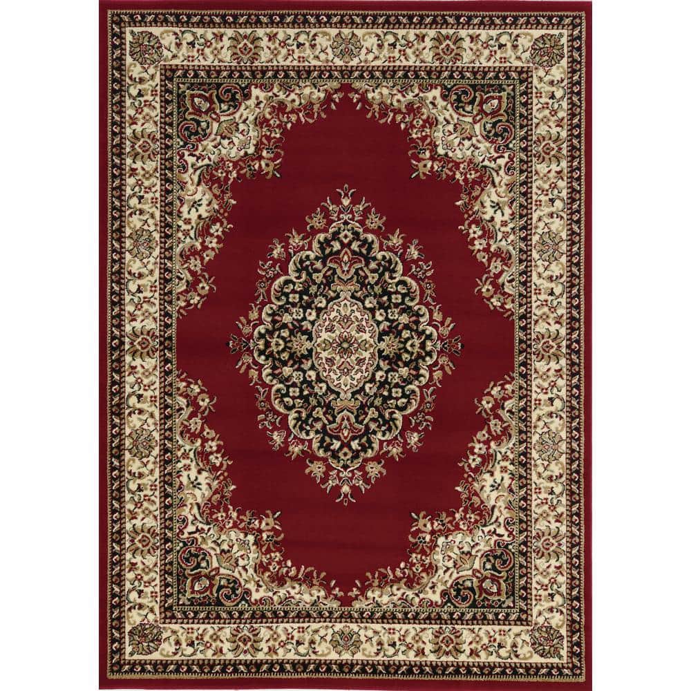 Como Red 8 ft. x 11 ft. Traditional Oriental Medallion Area Rug