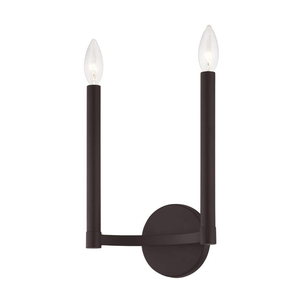 Bronze Double Candle 2-Light Wall Sconce