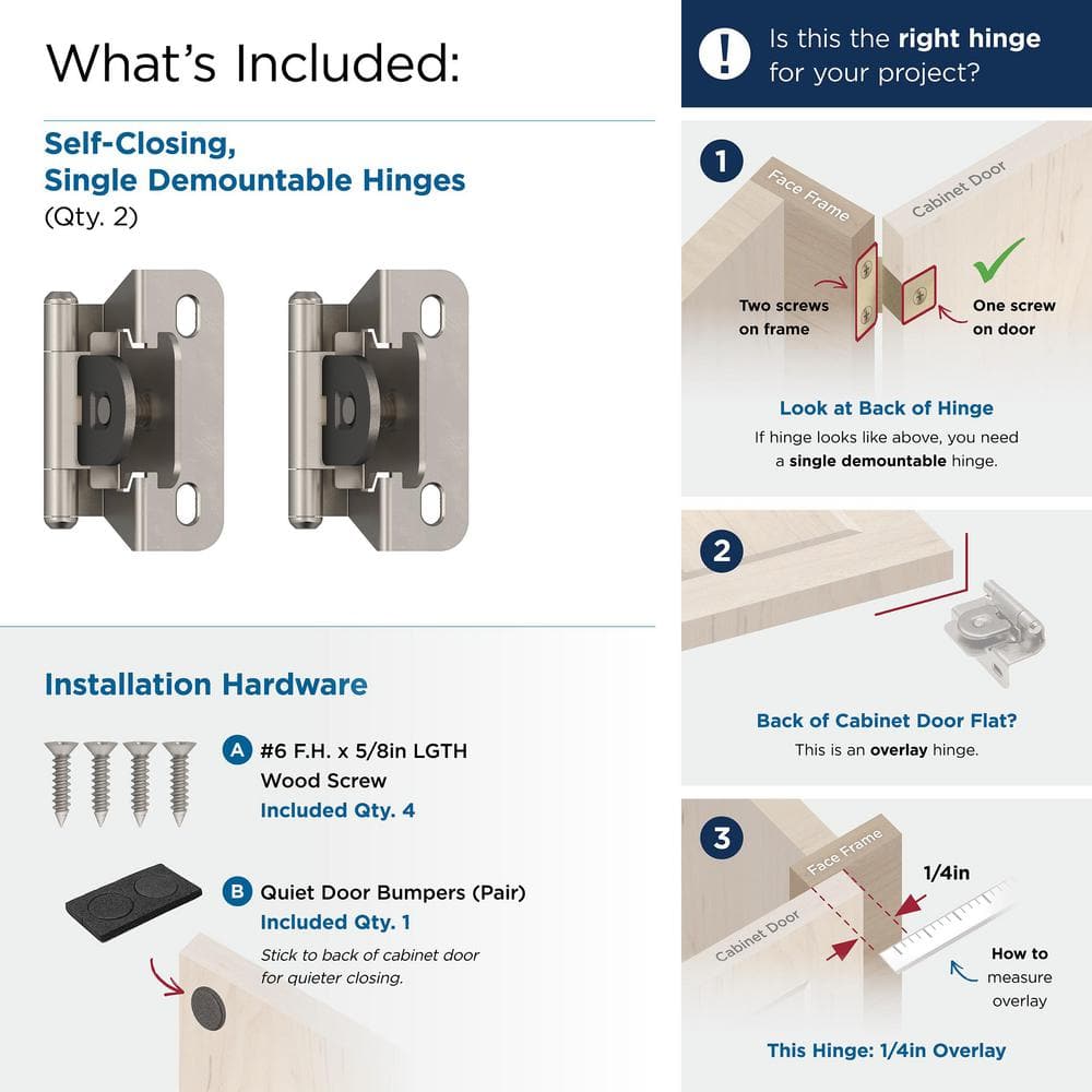 Satin Nickel 1/4 Inch Overlay Cabinet Hinge