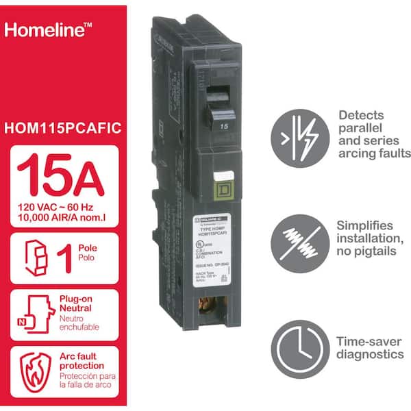 Square D Homeline 15-Amp Single-Pole Plug-On Neutral Combination