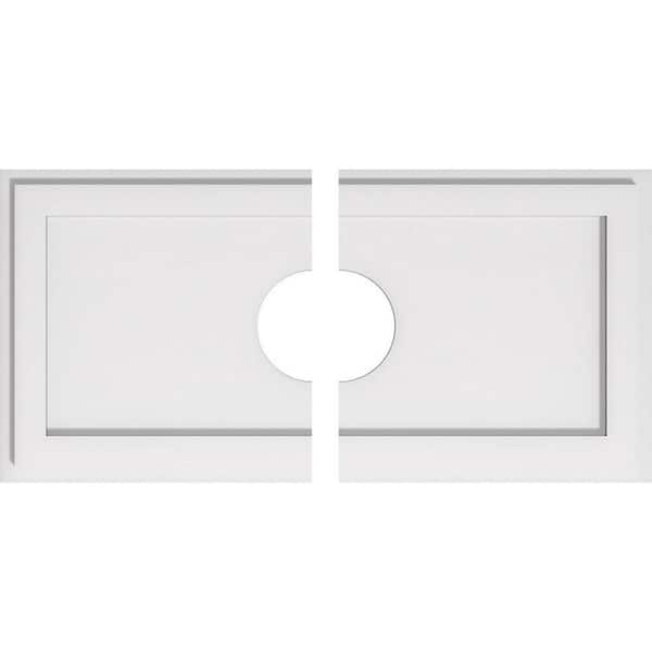 Ekena Millwork 28 in. W x 14 in. H x 5 in. ID x 1 in. P Rectangle Architectural Grade PVC Contemporary Ceiling Medallion (2-Piece)
