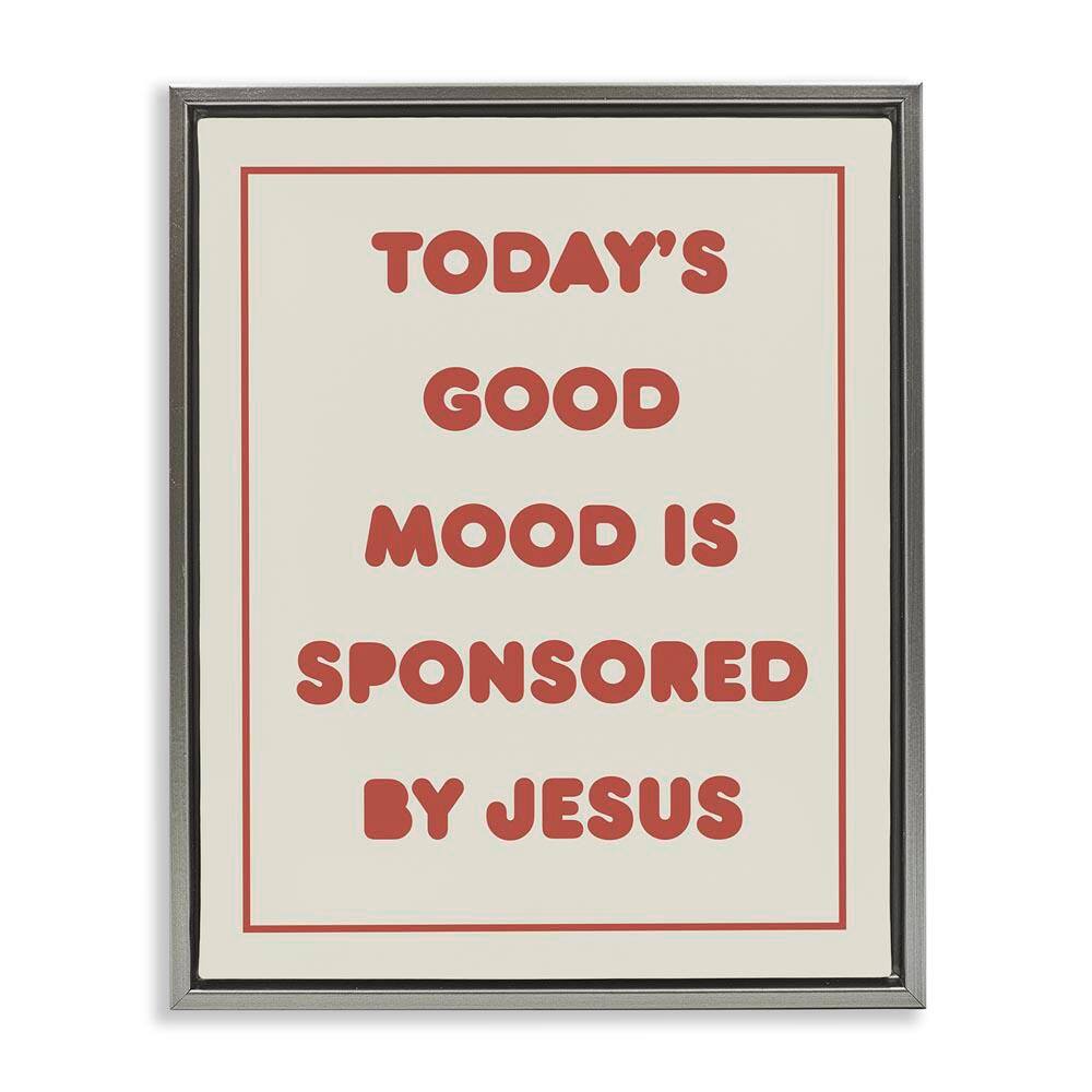 Good Mood by Jesus by Daphne Polselli Gray Floater Frame Religious Graphic Art Print 21 in. x 17 in. price history on PriceWatchPro