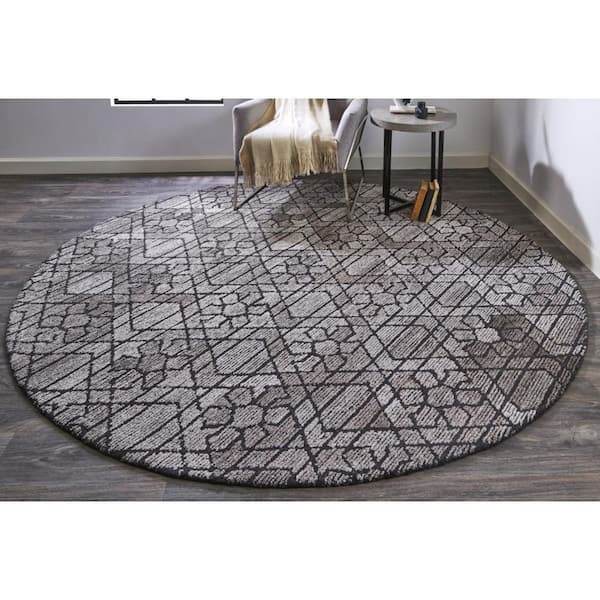 2 ft. x 8 ft. Black, Taupe Paisley Area Rug