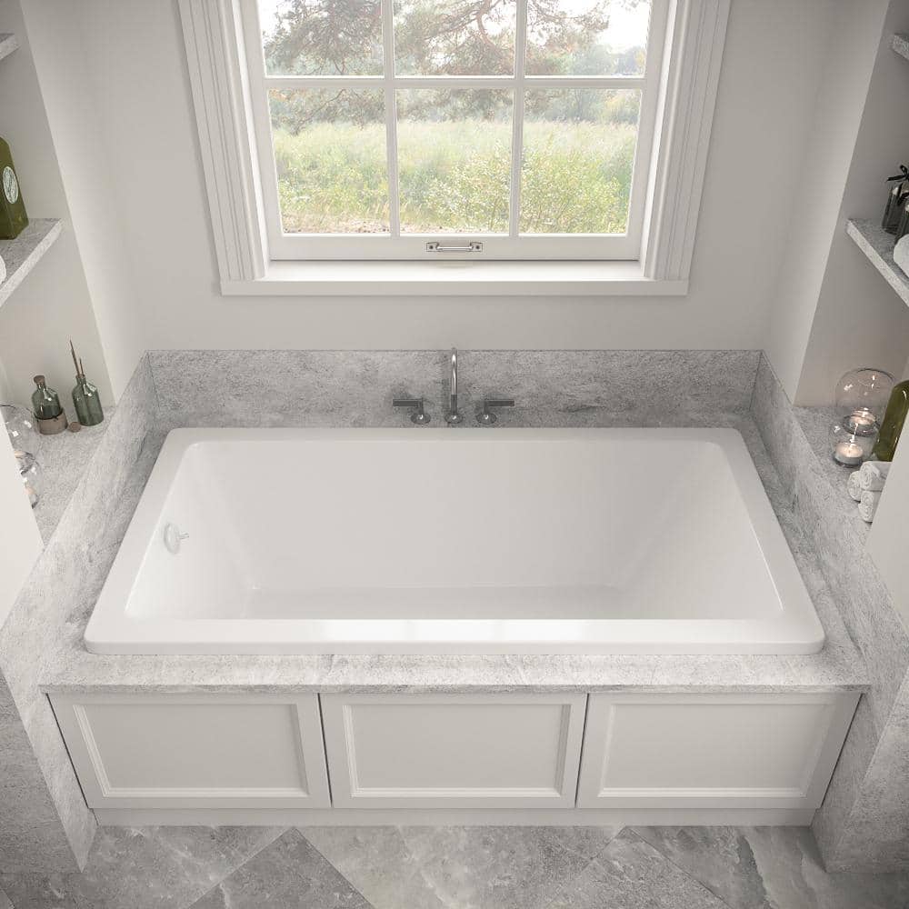 66" x 34" Glossy White Acrylic Soaking Drop-In Bathtub