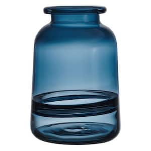 5.91x5.91x8.86 Inch Blue Glass Vase, for Display with Faux or Fresh Flowers