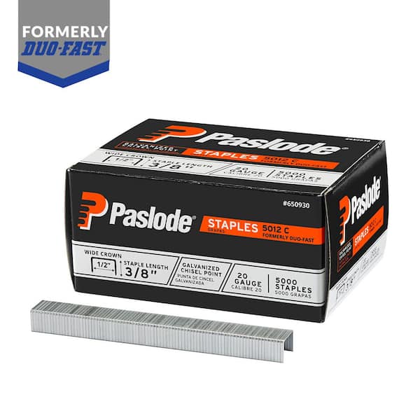 5012C 1/2 in. W Crown 3/8 in. 20-Gauge Leg Galvanized Steel Staple (5000-Pack Per Box)
