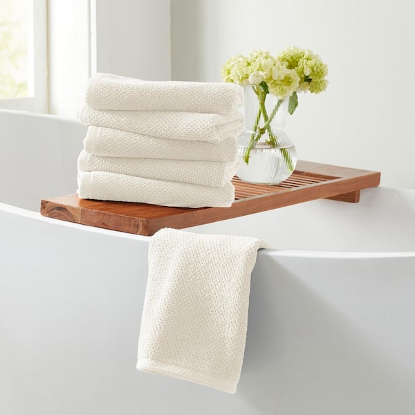 FRESHFOLDS Ivory 6-Pack Cotton Quick-Dry Hand Towel Set