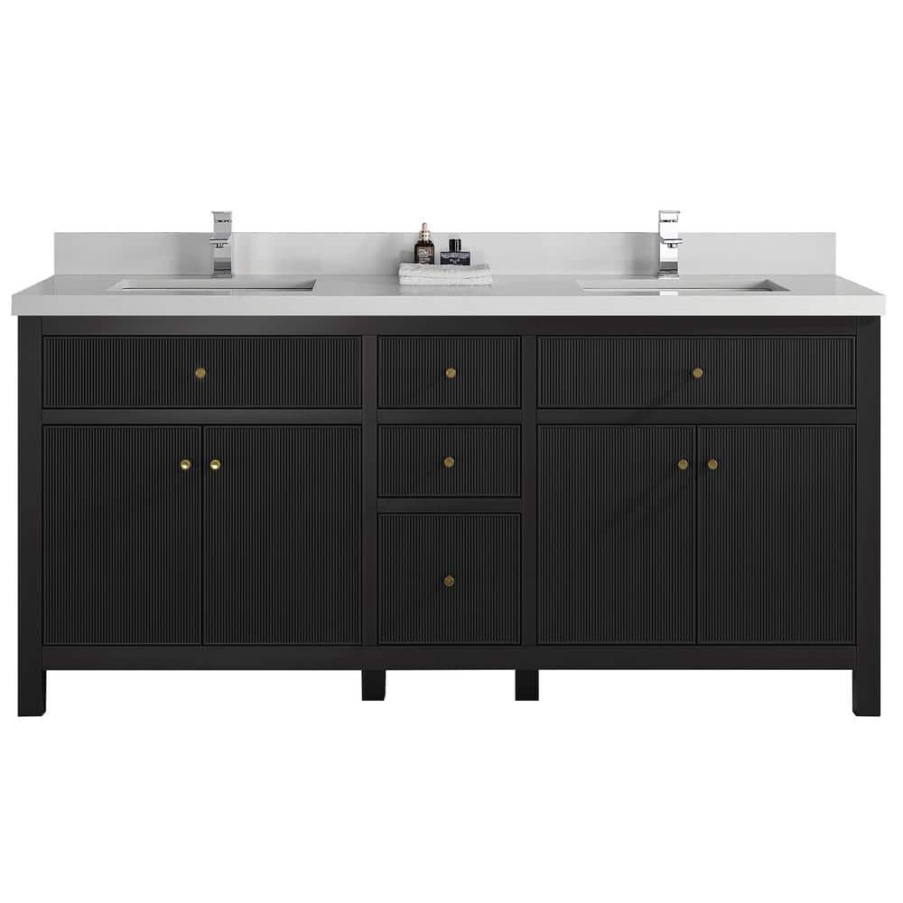 Sonoma 72 in. W x 22 in. D x 36 in. H Double Sink Bath Vanity in Black with 2 in Carrara Quartz Vanity Top price history on PriceWatchPro