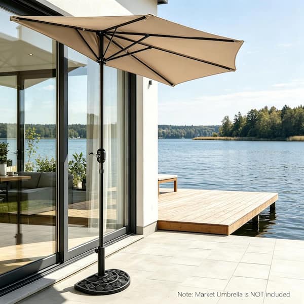 base for curved patio umbrella Maypex 20 lb. Concrete Half Round Patio Umbrella Base Rose Pattern in Black