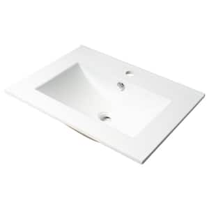 23.63 in. Drop-in Bathroom Sink in White