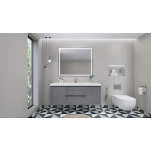 Bohemia 60 in. W Bath Vanity in Cement Gray with Reinforced Acrylic Vanity Top in White with White Basin