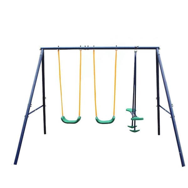 Unbranded LN20232274 Metal Outdoor Swing Set with Glider for Kids, Toddlers, Children - 1
