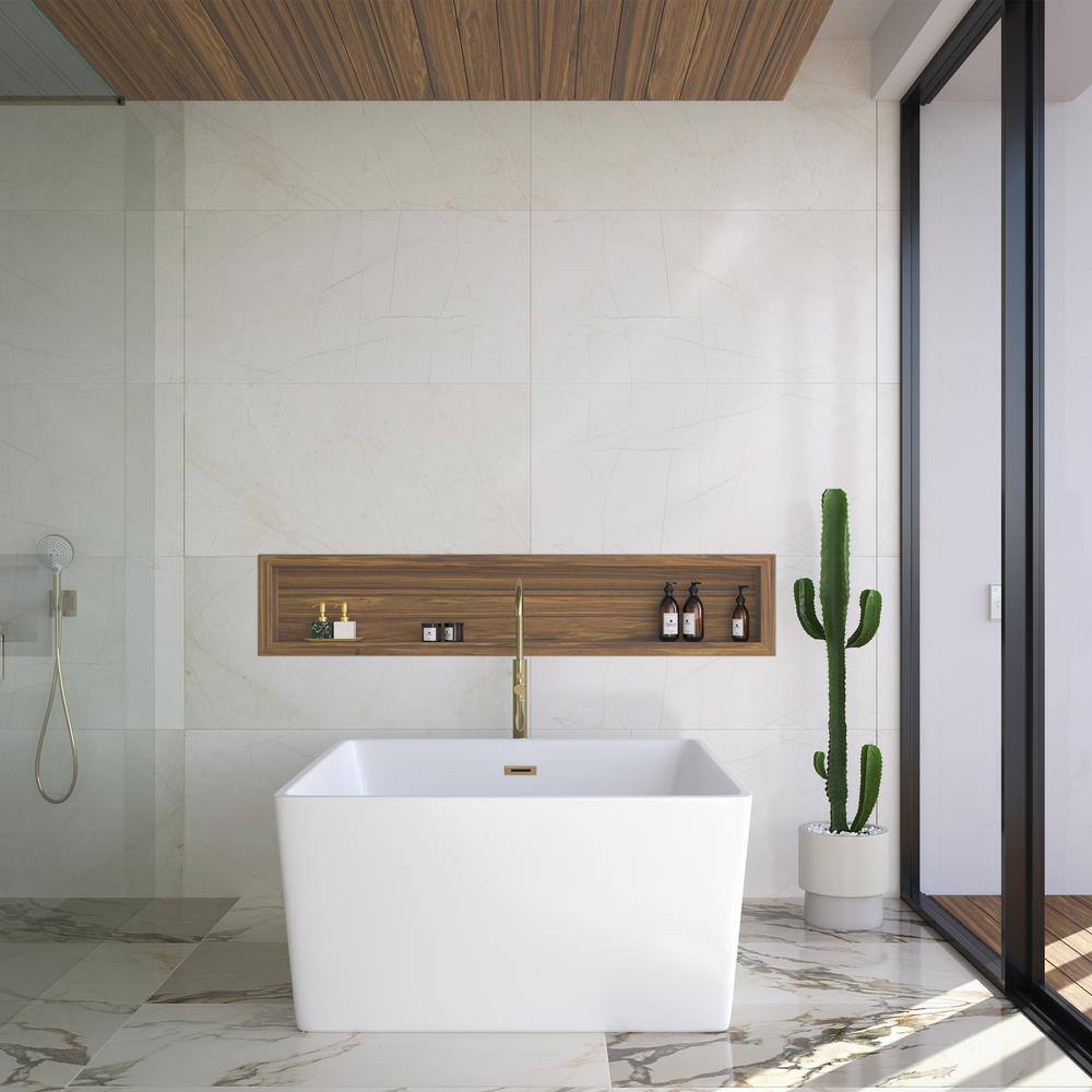 Voltaire 47" White Acrylic Square Freestanding Bathtub