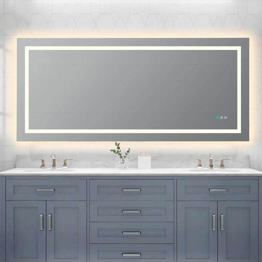 waterpar 40-in x 32-in Dimmable Lighted Clear Fog Free Flat Frameless  Bathroom Vanity Mirror in the Bathroom Mirrors department at