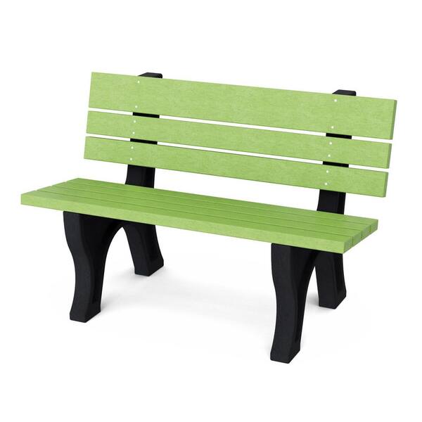 Wildridge Heritage 4 ft. Lime Green and Black HDPE Plastic Outdoor Park Bench