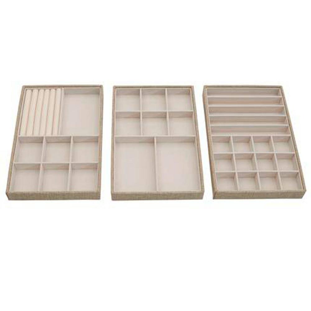 Silver Stackable Jewelry Trays with Felt Interior, Set of 3