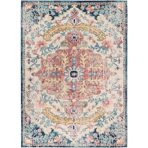 Greta Red 5 ft. 3 in. x 7 ft. 3 in. Medallion Area Rug