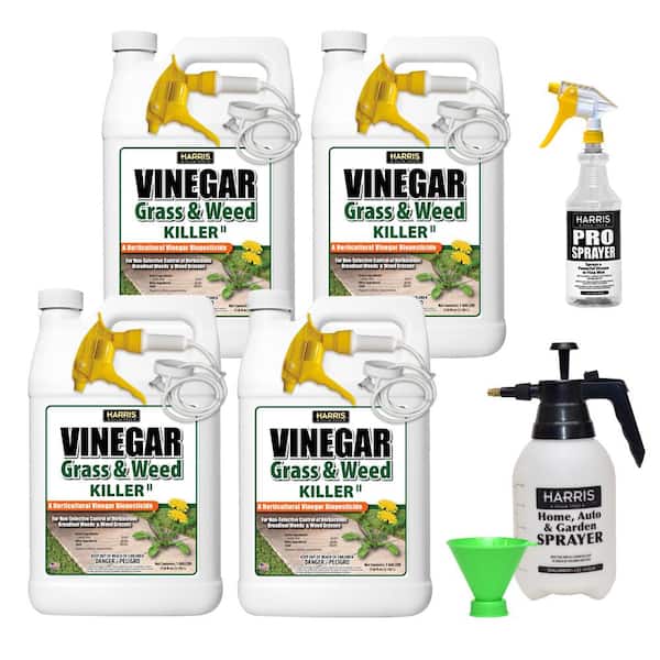 Harris 512 oz. 20% Vinegar Weed Killer and One 32 oz. and One 55 oz. Spray Bottle (4-Pack)