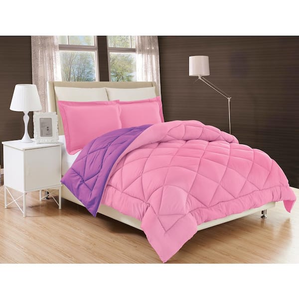 Elegant Comfort 3 Piece Pink Purple Full Queen Comforter Set Cmf Q Pnk Prple The Home Depot Elegant Comfort 3 Piece Pink Purple, Pink Purple Bedspread Queen
