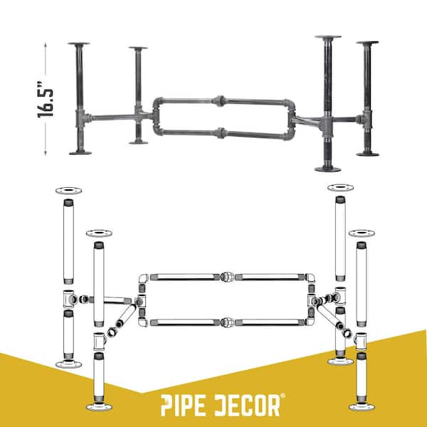 3/4 in. x 3.8 ft. L x 16.5 in. H Black Steel Pipe Loop Design Coffee Table Kit 3/4 in. x 3.8 ft. L x 16.5 in. H Black Steel Pipe Loop Design Coffee Table Kit