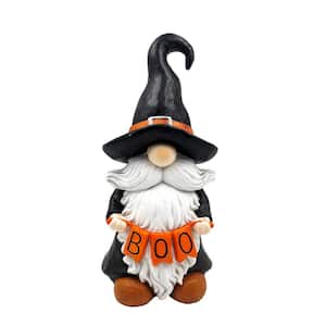 20 in. Tall Halloween Gnome Witch Holding  in. BOO in. Sign