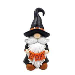 20 in. Tall Halloween Gnome Witch Holding in. BOO in. Sign