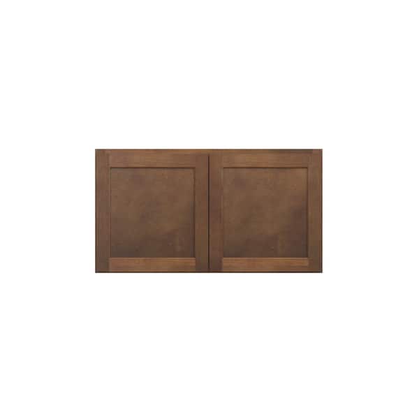 Kunal Kitchens Amherst Shaker 33 in. W x 18 in. H x 24 in. D in Walnut Plywood Assembled Wall Cabinet