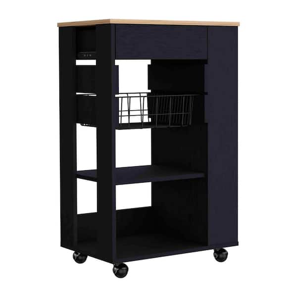 14.50 in. W x 22.40 in. D x 35.40 in. H Black Particle Board Freestanding Linen Cabinet with 2-Shelves in Light Oak