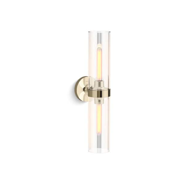 KOHLER Purist 22 in. 2-Light Wall Sconce in French Gold