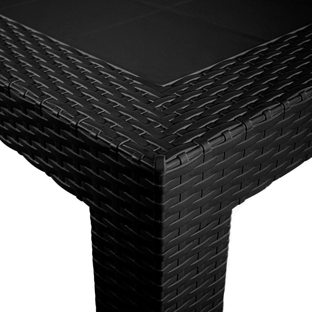 Mace Black Square Weave Design Outdoor Dining Table