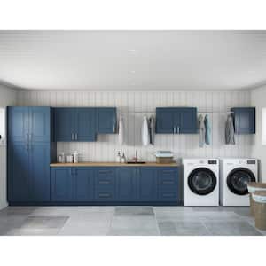 Greenwich Valencia Blue Plywood Shaker Stock Ready to Assemble Kitchen-Laundry Cabinet Kit 24 in. x 84 in. x 216 in.