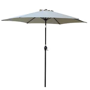 9 ft. Patio Umbrella Outdoor Market Table Umbrella with Crank, 6 Ribs, Polyester Canopy Frozen Dew