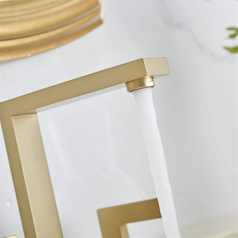 Brushed Gold Brass Double Handle Widespread Bathroom Faucet