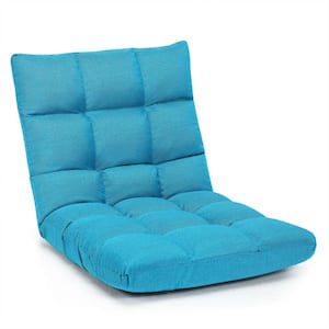 Turquoise Linen Adjustable Floor Chair Folding Lazy Chair