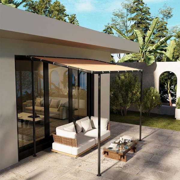 Sizzim 12 ft. x 10 ft. Brown Fabric Wall-Mounted Patio Cover with