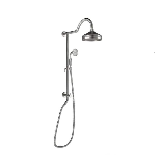 Boyel Living 1-Spray Patterns with 2.5 GPM 8 in. Wall Mount Dual Shower Heads in Brushed Nickel (Valve Not Included)